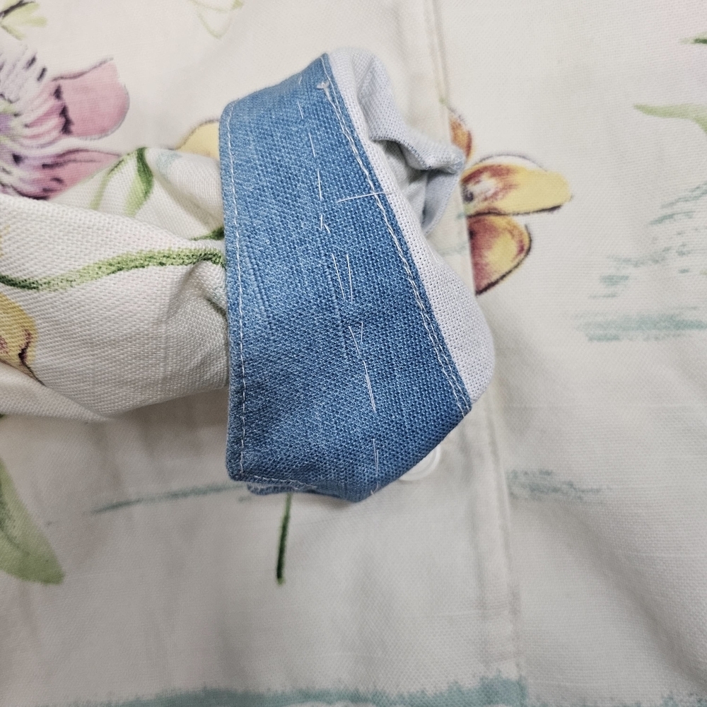 TOUCH BLUE-Floral Print Women's Jacket - Blue and White - Picture 10 of 12